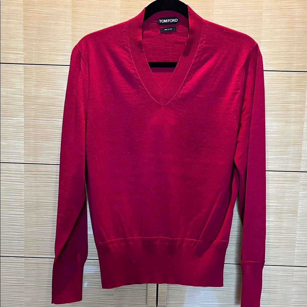 Tom Ford Red V-Neck Sweater
